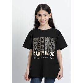 لافاميليا - تيشيرت اطفال بناتي بكتابة "Party Mood" المطبوعة 